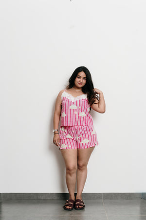 Pink Stripes with Clouds Cami + Shorts Set