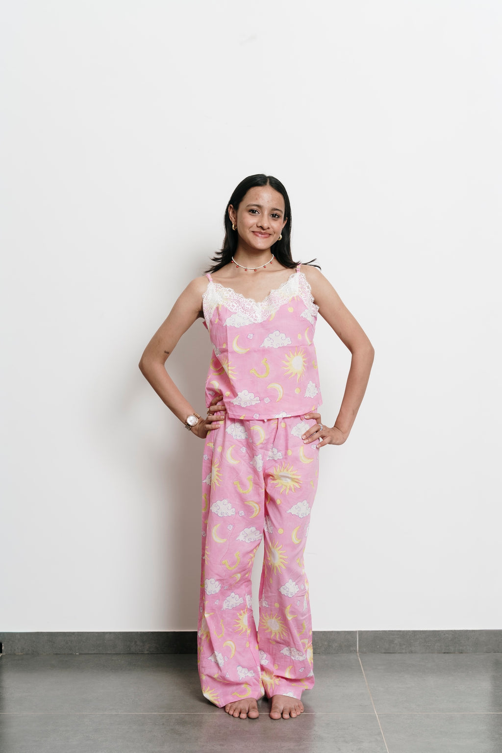 Pink Stars Cami + Trousers Set