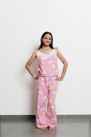 Pink Stars Cami + Trousers Set