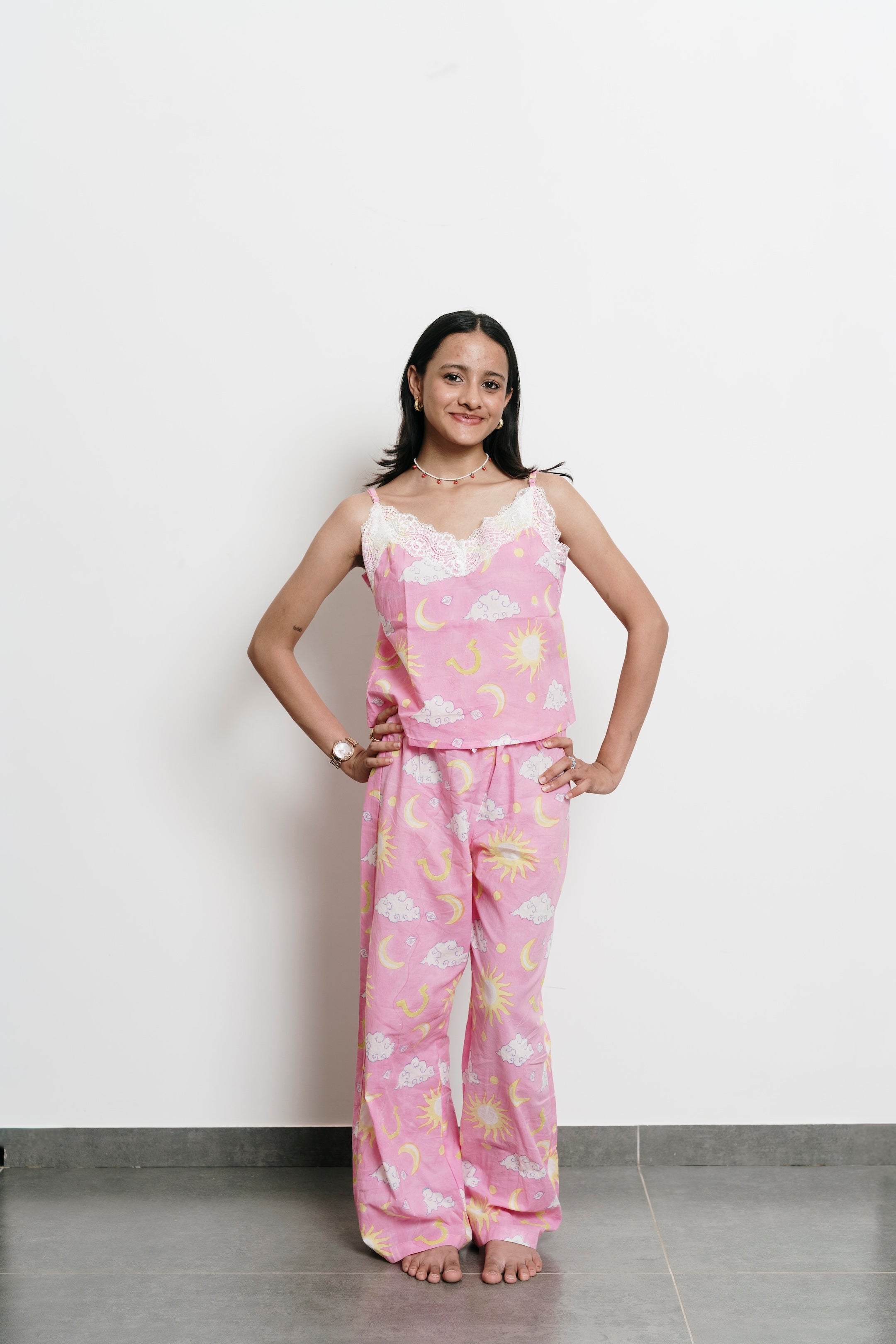 Pink Stars Cami + Trousers Set