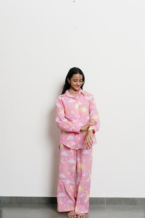 Pink Stars Shirt + Trousers Set