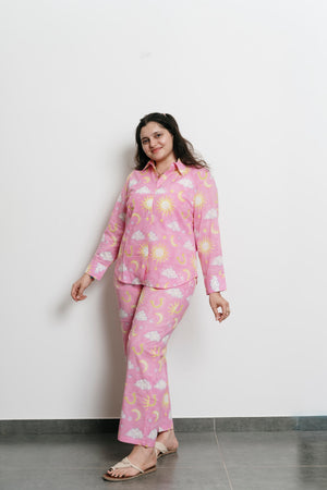 Pink Stars Shirt + Trousers Set