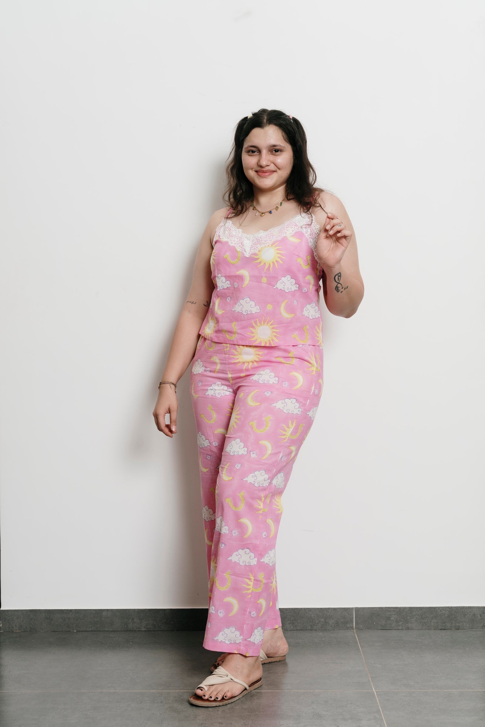 Pink Stars Cami + Trousers Set