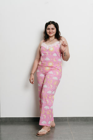 Pink Stars Cami + Trousers Set
