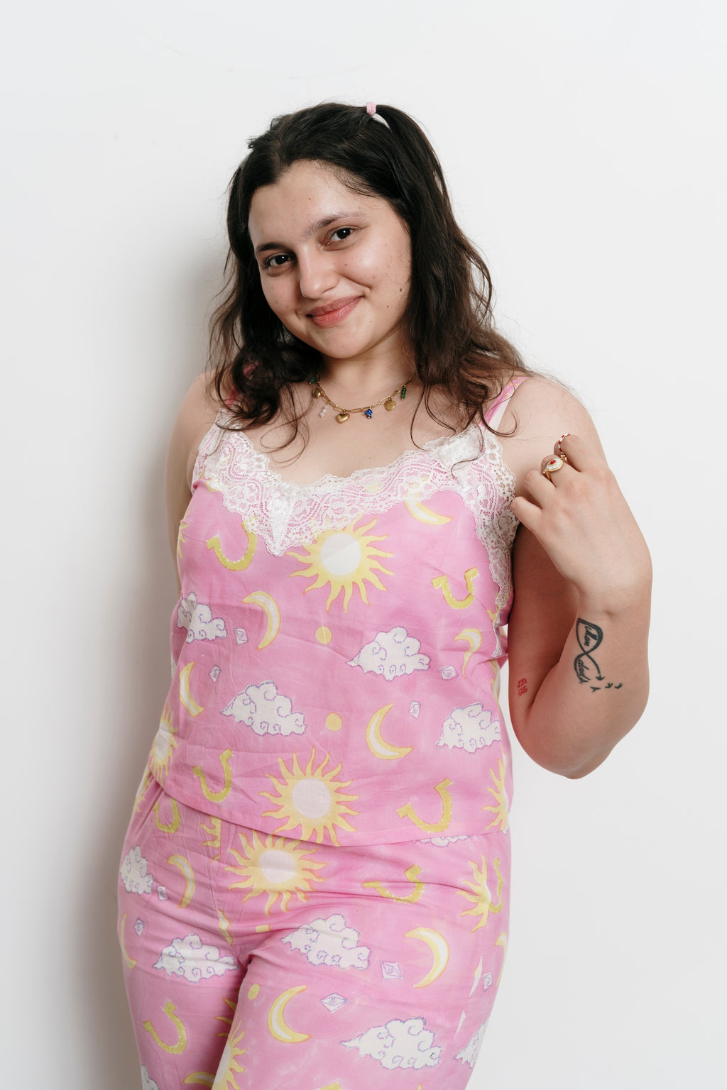 Pink Stars Cami + Trousers Set